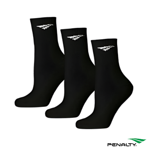 Meia Cano Médio Penalty - Kit c/ 3 pretas