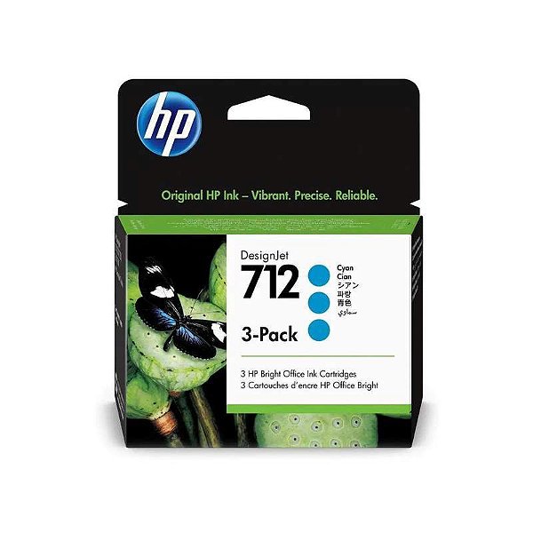 Cartucho De Tinta Ciano Hp 712 Ciano 29Ml Pct Com 3 3Ed77A