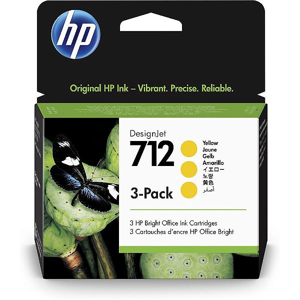 Cartucho De Tinta Hp 712 Amarelo 29Ml Pct Com 3 3Ed79A
