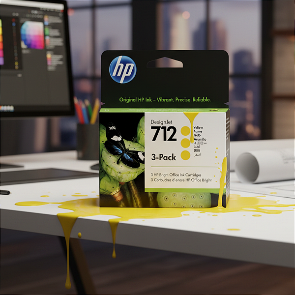 Cartucho De Tinta Hp 712 Amarelo 29Ml Pct Com 3 3Ed79A