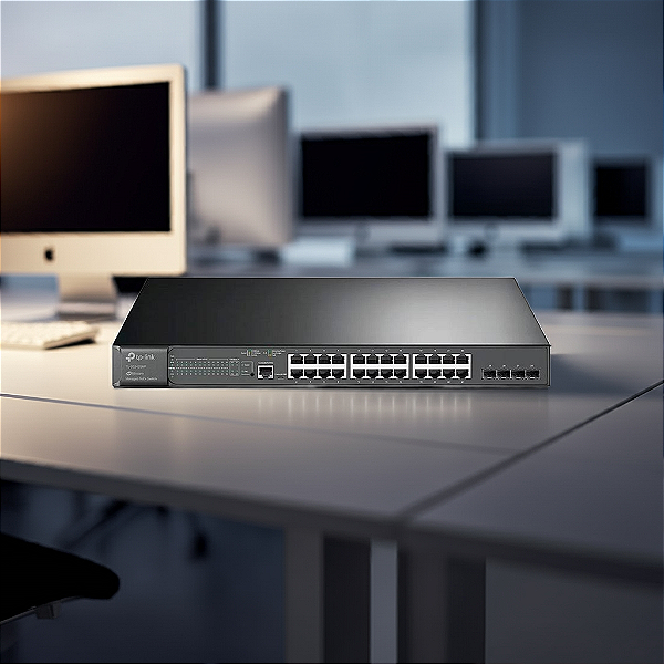 Switch TP-LINK Gigabit 24 Portas PoE+ e 4 SFP TL-SG3428MP