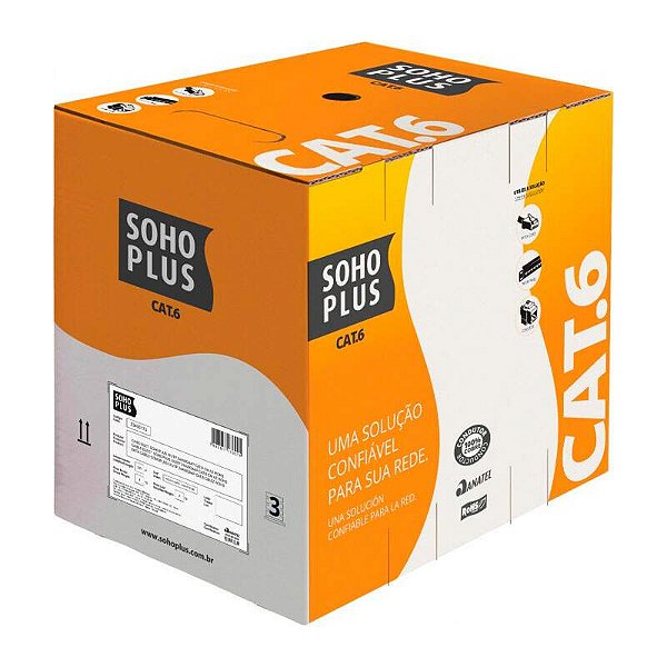 Cabo Lan U/utp 24awg X 4 Pares Cat.6 Cmx Caixa C/ 305M Preto 23400187