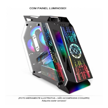 Gabinete Gamer Pixxo Gs Lumine Lkl06P Preto Rgb Lateral Vidro