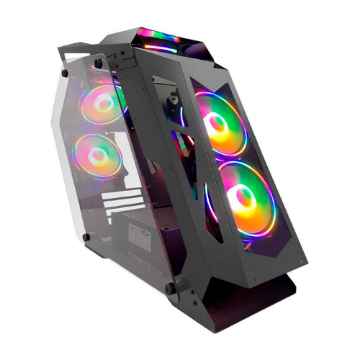 Gabinete Gamer Pixxo Gs Preto Rgb C/ Fans Lateral Vidro - Htlk6S23R6