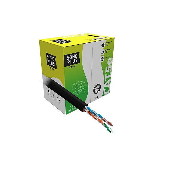 Cabo Lan U/utp Cat.5e 24 Awg 4 Pares Cmx Caixa C/ 305 Metros Preto