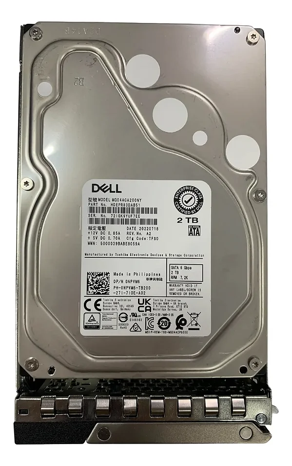 Dell 2TB 7.2K RPM SATA 6Gbps 512n 3.5in Hard Drive 400-BKDO