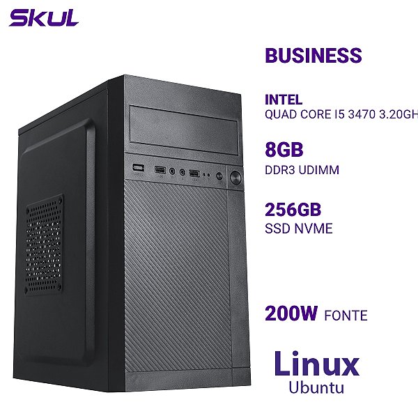 PC B500 Quad Core I5 3470 3.20ghz 8gb Ddr3 Ssd 256gb Nvme Fonte 200w Linux