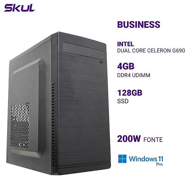 PC B100 Celeron G6900 3.40ghz 4gb Ddr4 Ssd 128gb Fonte 200w W11P