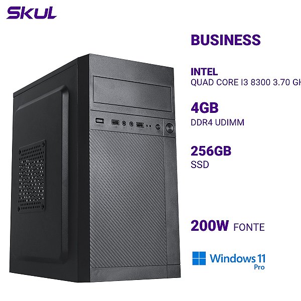 PC B300 Quad Core I3 8300 3.70 Ghz 4gb Ddr4 Ssd 256gb Fonte 200w W11P