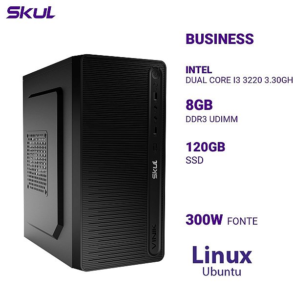 PC B300 Dual Core I3 3220 3.30ghz 8gb Ssd 120gb Fonte 300w Pfc Ativo Linux