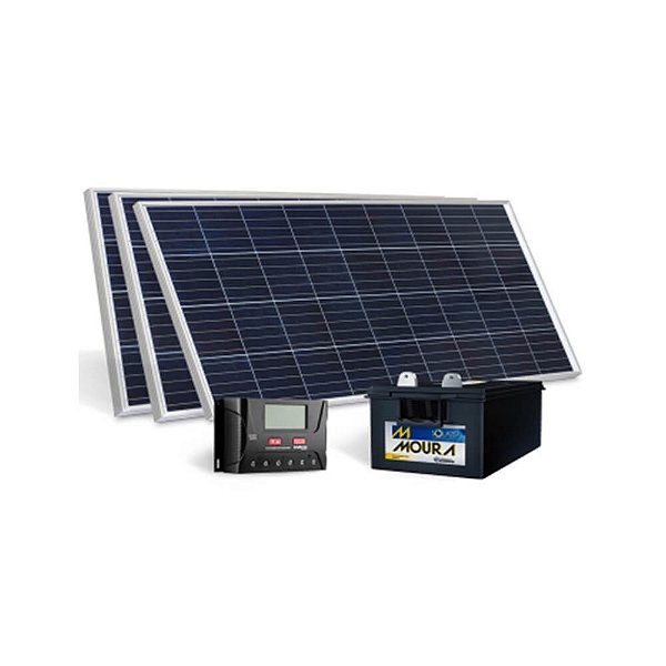 Gerador Solar Off Grid Intelbras 320Wp 20A Pwm 12V Com Bateria