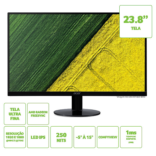 Monitor Led 23,8" Acer Sa240Y Fhd / Hdmi / Vga