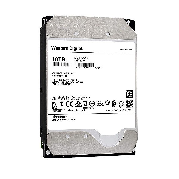 Hd Servidor 10Tb Wd Ultrastar Enterprise Dc Hc510 Sata6 7200Rpm 256Mb 3,5"