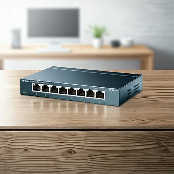 Switch 8 Portas TP-LINK TL-SG1008P Mesa Giga 10/100/1000Mbps