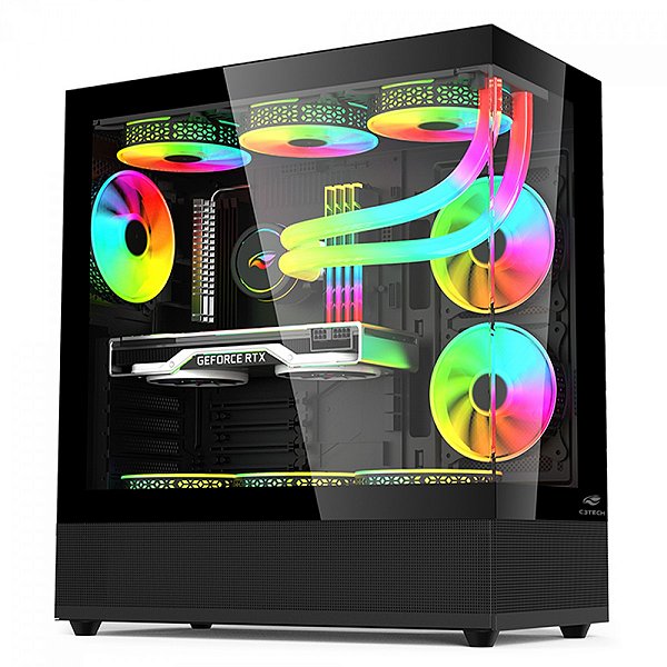 Gabinete Gamer C3Tech Aquarius Mt-G850Bk Sem Fonte Preto