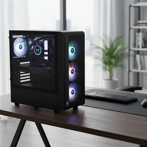 Gabinete Gamer Thermaltake S200Tg Argb Mid T. Tglass Black C/ Fonte 650W