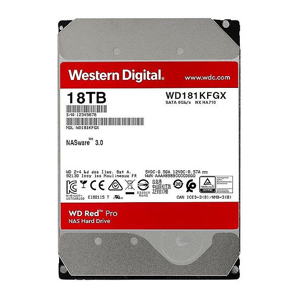 HD 18Tb Wd Red Pro Nas Para Servidor 24X7 - Wd181Kfgx