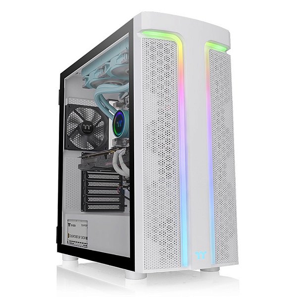 Gabinete Gamer Thermaltake H590 TG Snow ARGB, MidTower, Vidro Temp, White, E-ATX, S/Fonte, C/2 Fans- CA-1X4-00M6WN-00