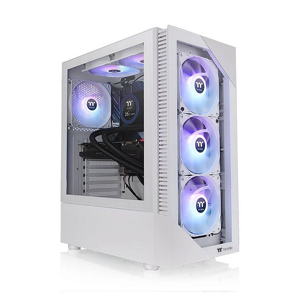 Gabinete Gamer Thermaltake View 200 TG ARGB Snow, MidTower, Vidro Temp, ATX, White, S/Fonte, C/3 Fans- CA-1X3-00M6WN-00