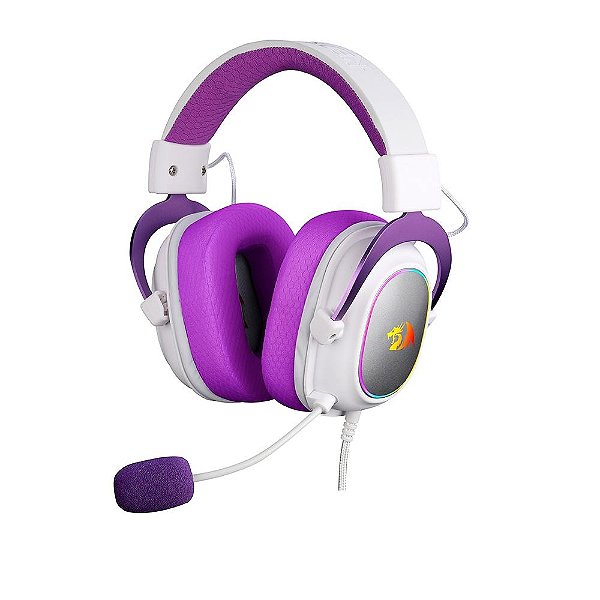Headset Gamer RedragonZeus x Branco c/ Roxo RGB - H510WP-RGB