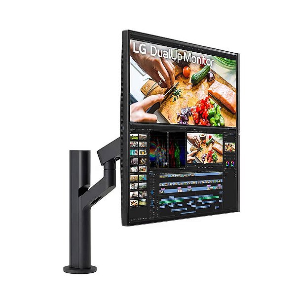 Monitor LG 28' IPS SDQHD Ergo DualUp 60hz 5ms Maxx Audio Inc/Giro/Pivot/Extensão/Retração DisplayPort/2xHDMI/USB/USB-C - 28MQ780-B