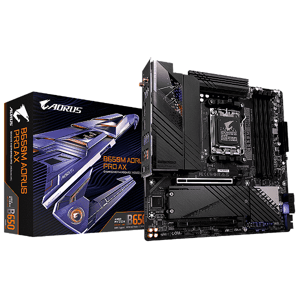 Placa Mãe Gigabyte B650M AORUS PRO AX WIFI (AM5/4xDDR5/HDMI/DP/USB 3.2/M.2)