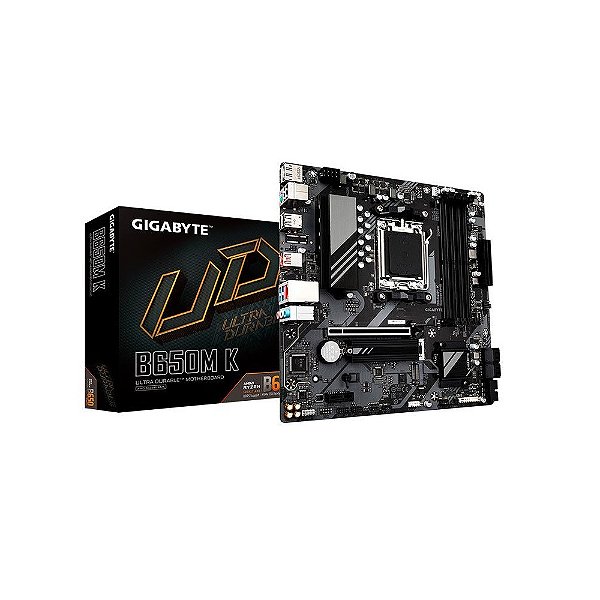 Placa Mãe Gigabyte B650M K (AM5/4xDDR5/HDMI/DisplayPort/USB 3.2/M.2)