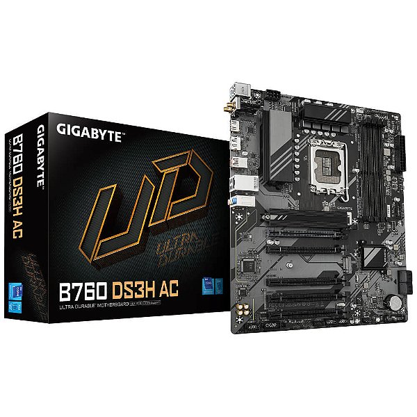 Placa Mãe Gigabyte B760 DS3H AC WIFI (LGA 1700/4xDDR5/HDMI/DP/M.2/USB 3.2)