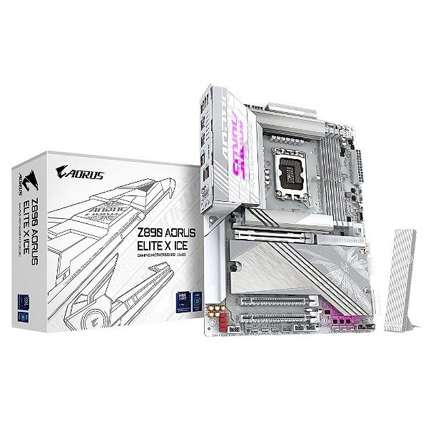 Placa Mãe Gigabyte Z890 AORUS ELITE X ICE WIFI 7 (LGA 1851/4xDDR5/Thunderbolt 4/USB4 TYPE-C/HDMI/M.2/2.5GbE)