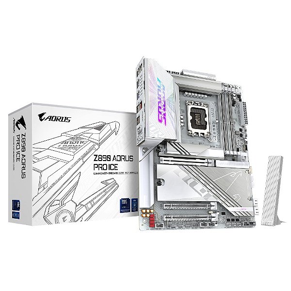 Placa Mãe Gigabyte Z890 AORUS PRO ICE WIFI 7 (LGA 1851/4xDDR5/Thunderbolt 4/USB4 TYPE-C/HDMI/M.2/5GbE)
