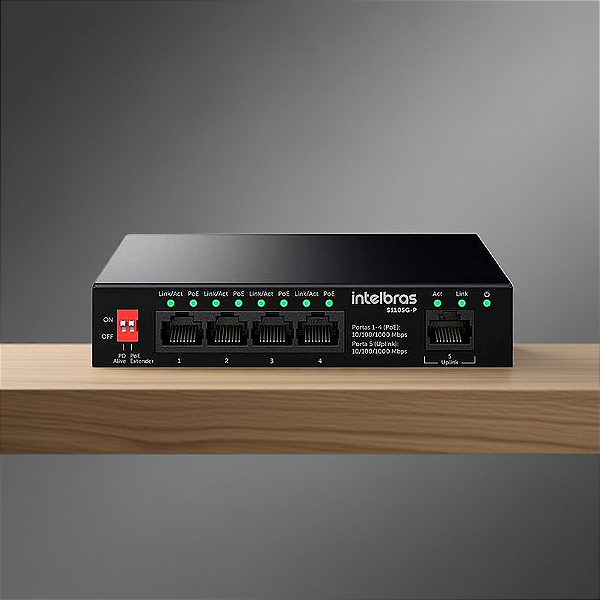Switch Intelbras 5 Portas Gigabit Sendo 4 Portas Poe S1105G-P - 4760130