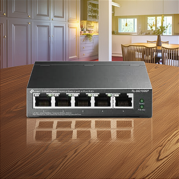 Switch 5P Tp-Link Gigabit 4 Portas Poe+ Tl-Sg1005P