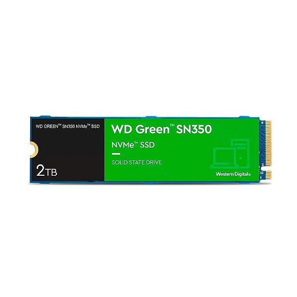 Ssd Wd Green Sn350 - 2Tb, Nvme, M.2 2280, Leitura Até 3200Mb/S, Gravação Até 2500Mb/S
