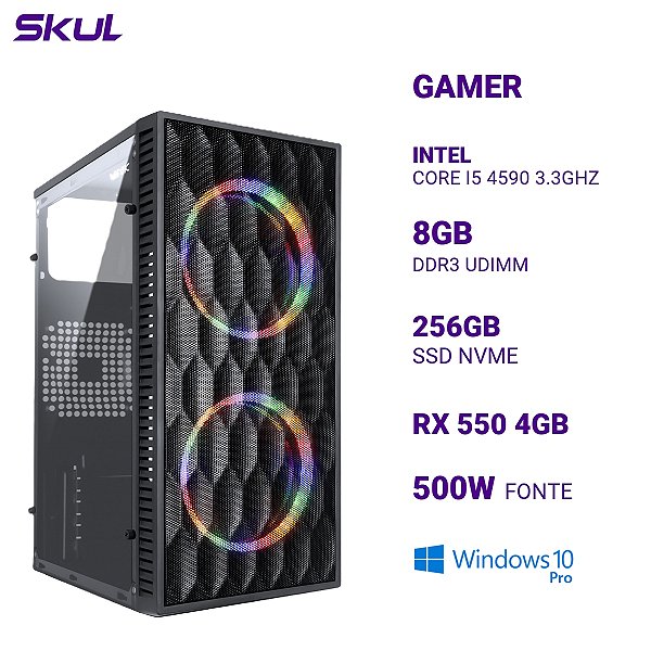 PC 5000 Core I5 4590 3.3ghz 8gb 256gb Nvme Rx 550 4gb Fonte 500w W10P
