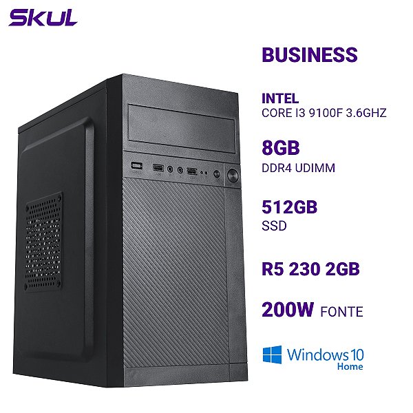PC B300 Core I3 9100f 3.6ghz 8gb Ddr4 Ssd 512gb R5 230 2gb Fonte 200w W10H