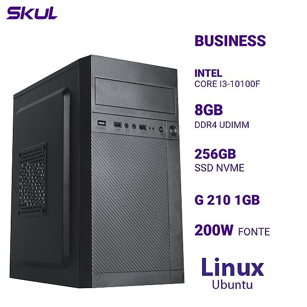 PC B300 Core I3-10100f 8gb Ddr4 Ssd 256gb Nvme G 210 1gb  Fonte 200w Ubuntu