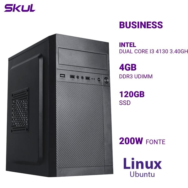 PC B300 Dual Core I3 4130 3.40ghz 4gb Ddr3 Ssd 120gb Fonte 200w  Ubuntu