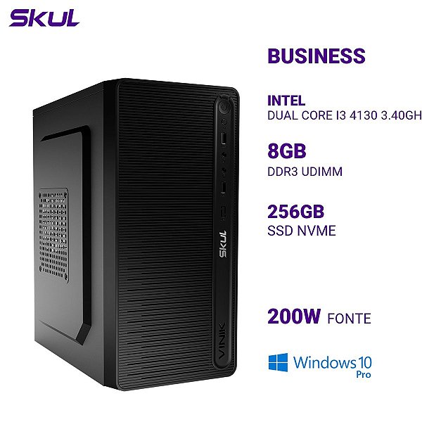 PC B300 Dual Core I3 4130 3.40ghz 8gb 256gb Nvme Fonte 200w Bivolt  W10P