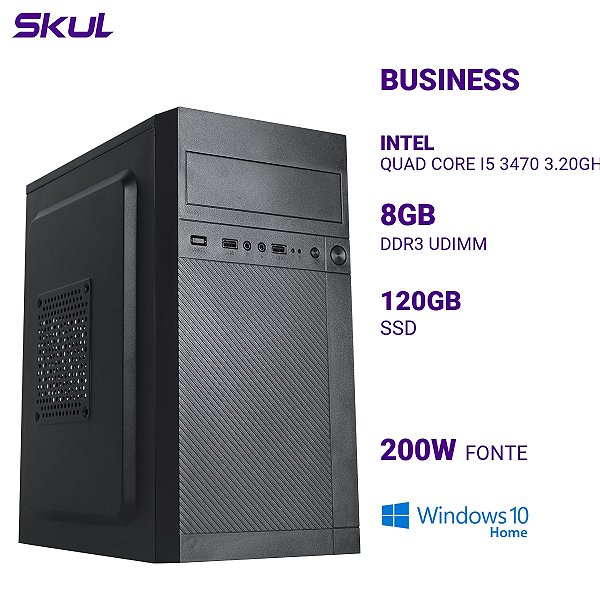 PC B500 Quad Core I5 3470 3.20ghz 8gb Ddr3 Ssd 120gb Fonte 200w W10H