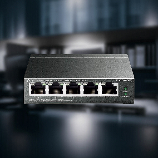 Switch 5 Portas Gigabit Easy Smart 10/100/1000 C/4 Poe Tl-sg105pe Smb