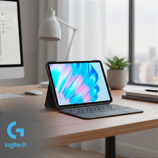 Capa Com Teclado Logitech Para Ipad 11" 5° E M2 Cinza - 920-012626
