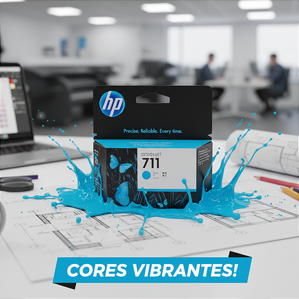 Cartucho de Tinta HP 711 Ciano DesignJet CZ130AB