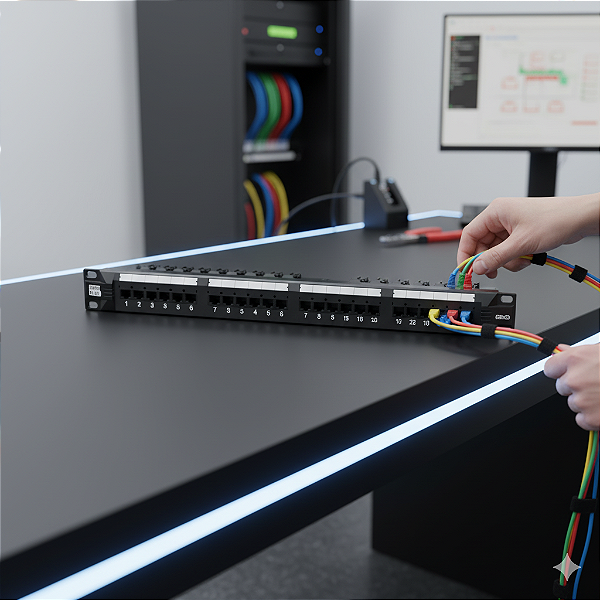 Patch Panel Furukawa Sohoplus Cat6 24 Portas T568A/B C/Guia