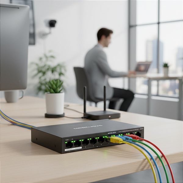 Switch 10 Portas Mercusys Ms110P 10/100Mbps Com 8 Portas Poe+