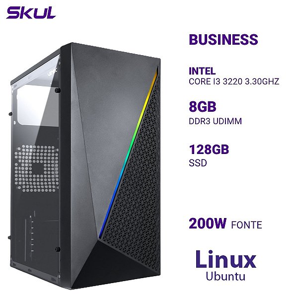Computador B300 Core I3 3220 3.30ghz Memória 8gb Ddr3 Ssd 128gb Fonte 200w  Linux Ubuntu