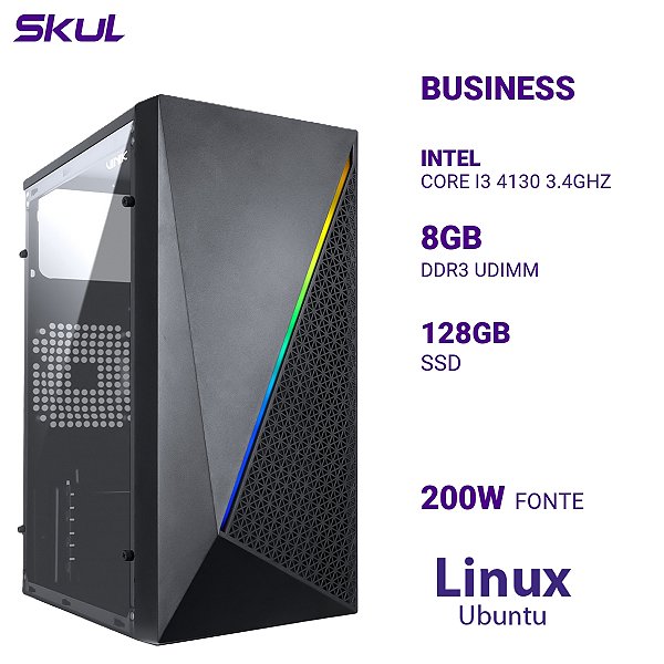 Computador B300 Core I3 4130 3.4ghz Memória 8gb Ddr3 Ssd 128gb Fonte 200w  Linux Ubuntu