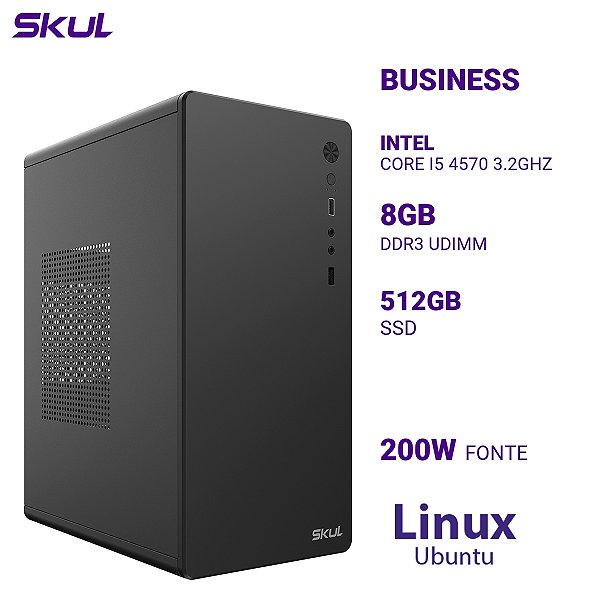 Computador B500 Core I5 4570 3.2ghz Memória 8gb Ddr3 Ssd 512gb Fonte 200w Linux Ubuntu