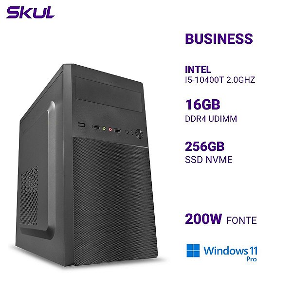 Computador B500 I5-10400t 2.0ghz Memória 16gb Ddr4 Ssd 256gb Nvme Fonte 200w Windows 11 Pro