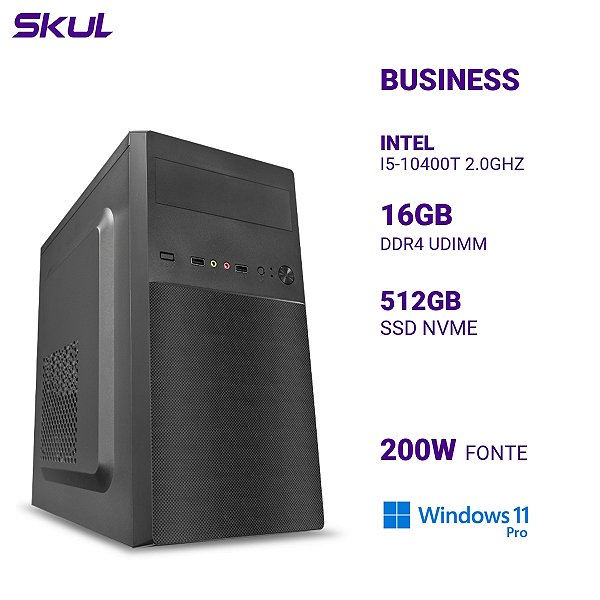 Computador B500 I5-10400t 2.0ghz Memória 16gb Ddr4 Ssd 512gb Nvme Fonte 200w Windows 11 Pro