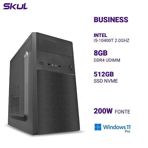Computador B500 I5-10400t 2.0ghz Memória 8gb Ddr4 Ssd 512gb Nvme Fonte 200w Windows 11 Pro